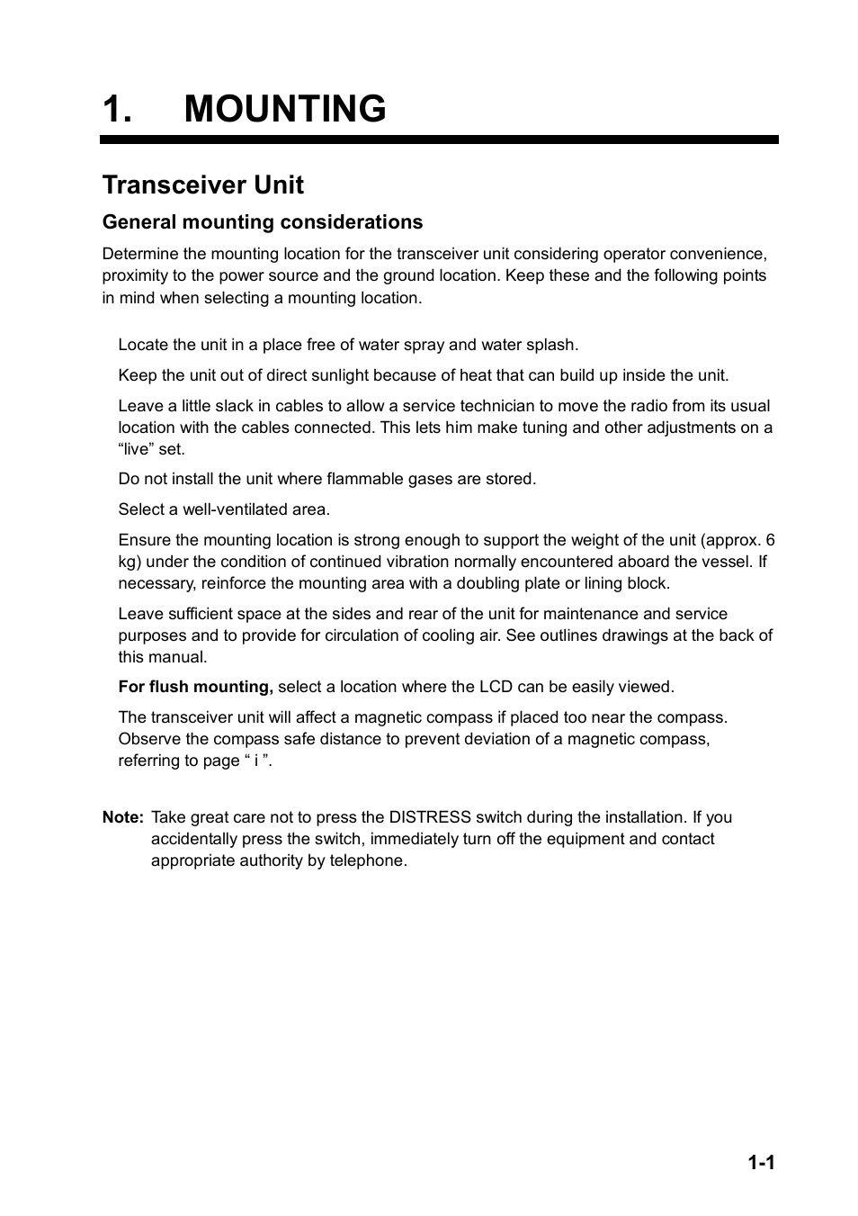 Mounting, Transceiver unit | Furuno FM-8800S User Manual | Page 9 / 72