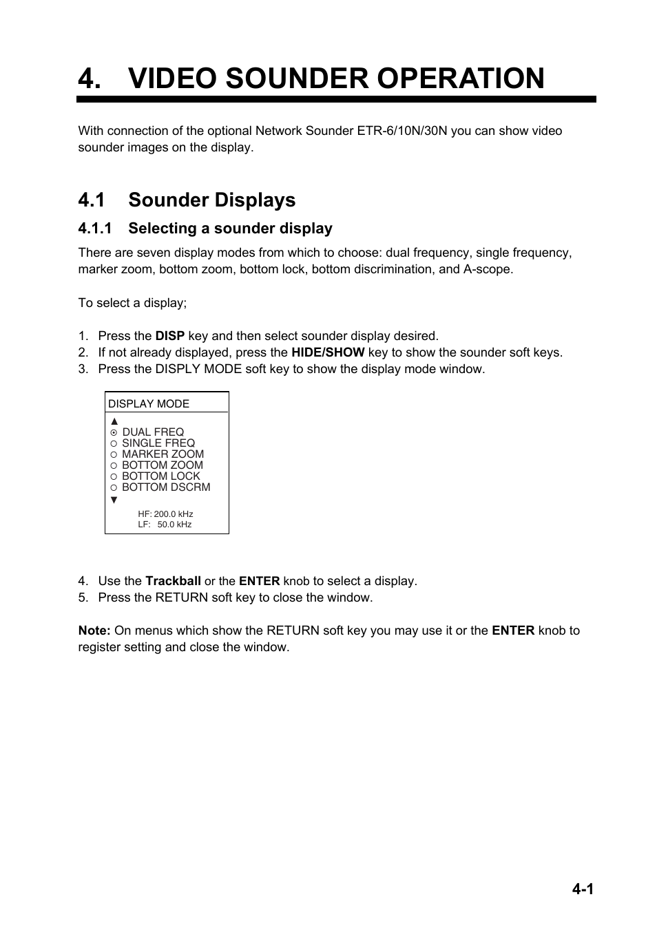 Video sounder operation, 1 sounder displays | Furuno NATVET 1824C User Manual | Page 122 / 239