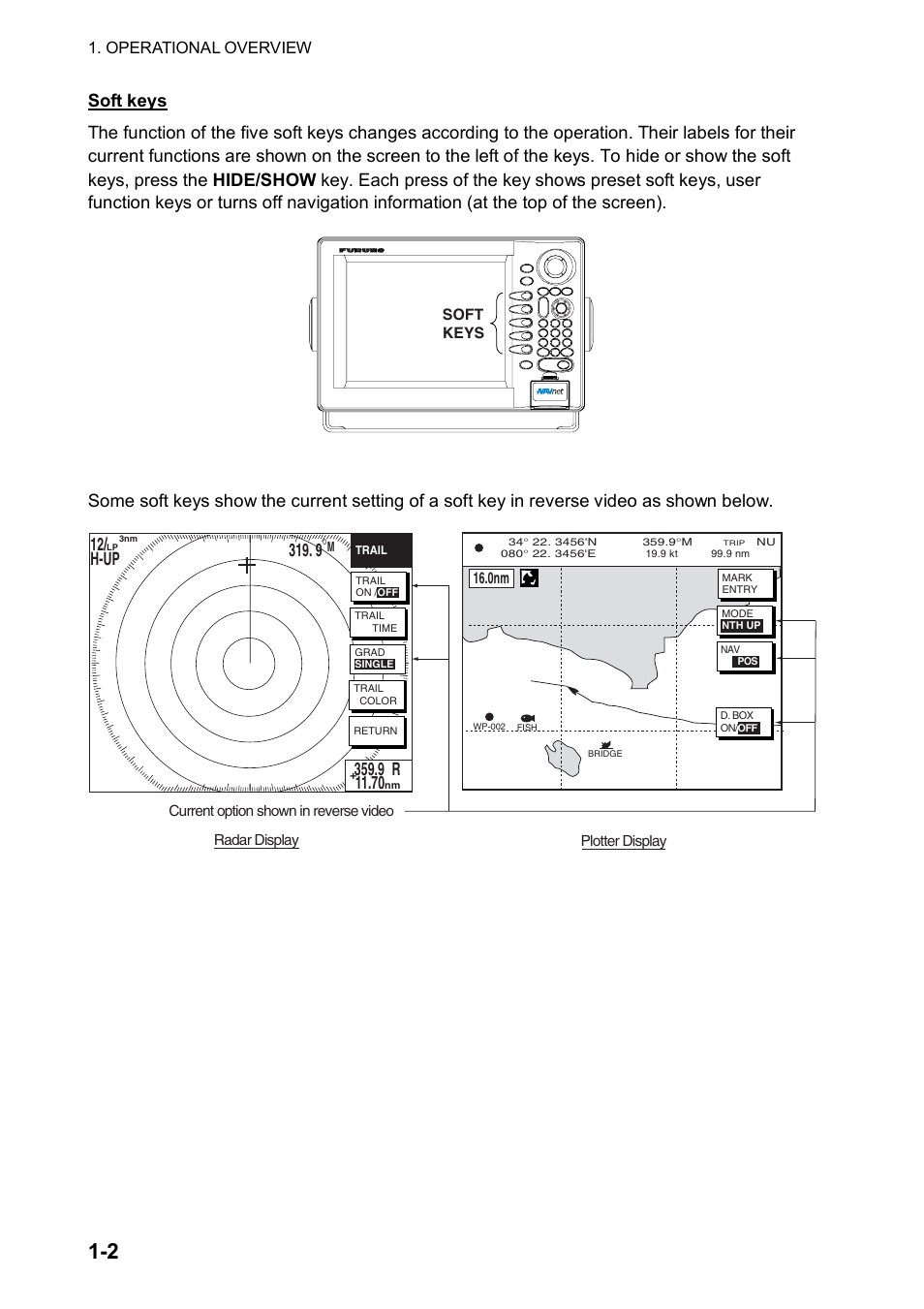 12/ h-up, Radar and plotter displays | Furuno NATVET 1824C User Manual | Page 13 / 239