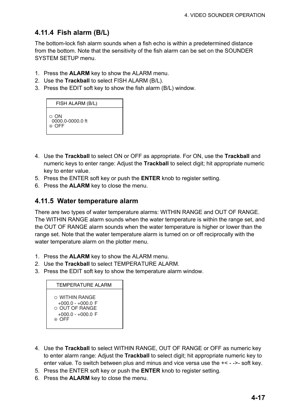5 water temperature alarm | Furuno NATVET 1824C User Manual | Page 138 / 239