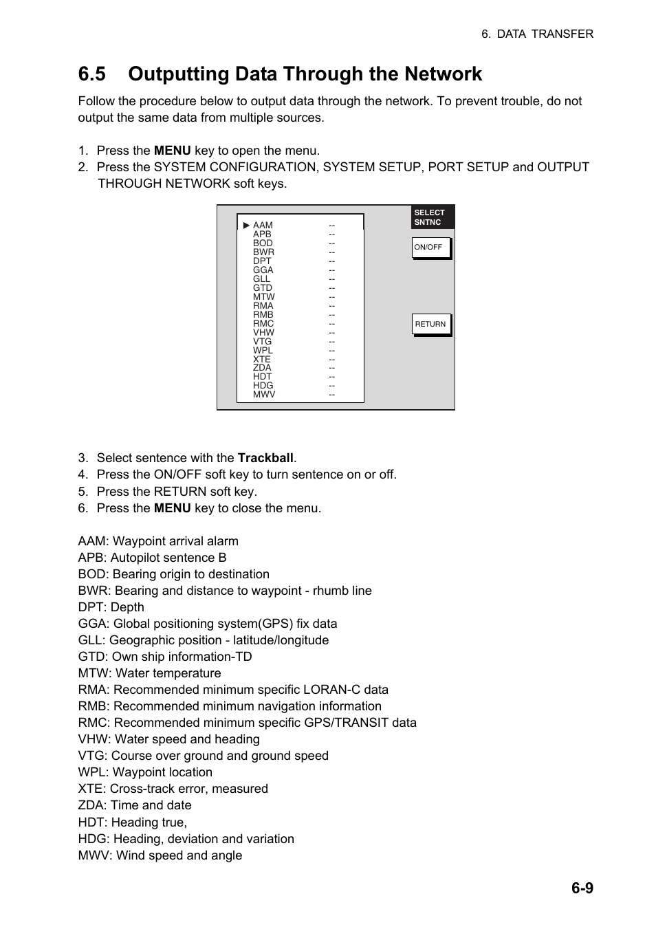 5 outputting data through the network | Furuno NATVET 1824C User Manual | Page 160 / 239