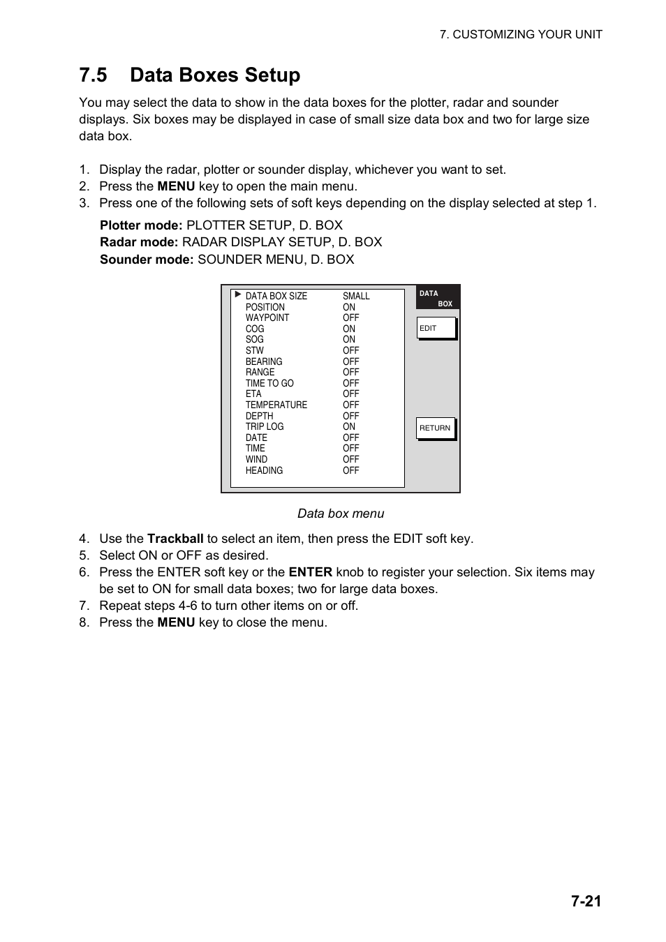 5 data boxes setup | Furuno NATVET 1824C User Manual | Page 182 / 239