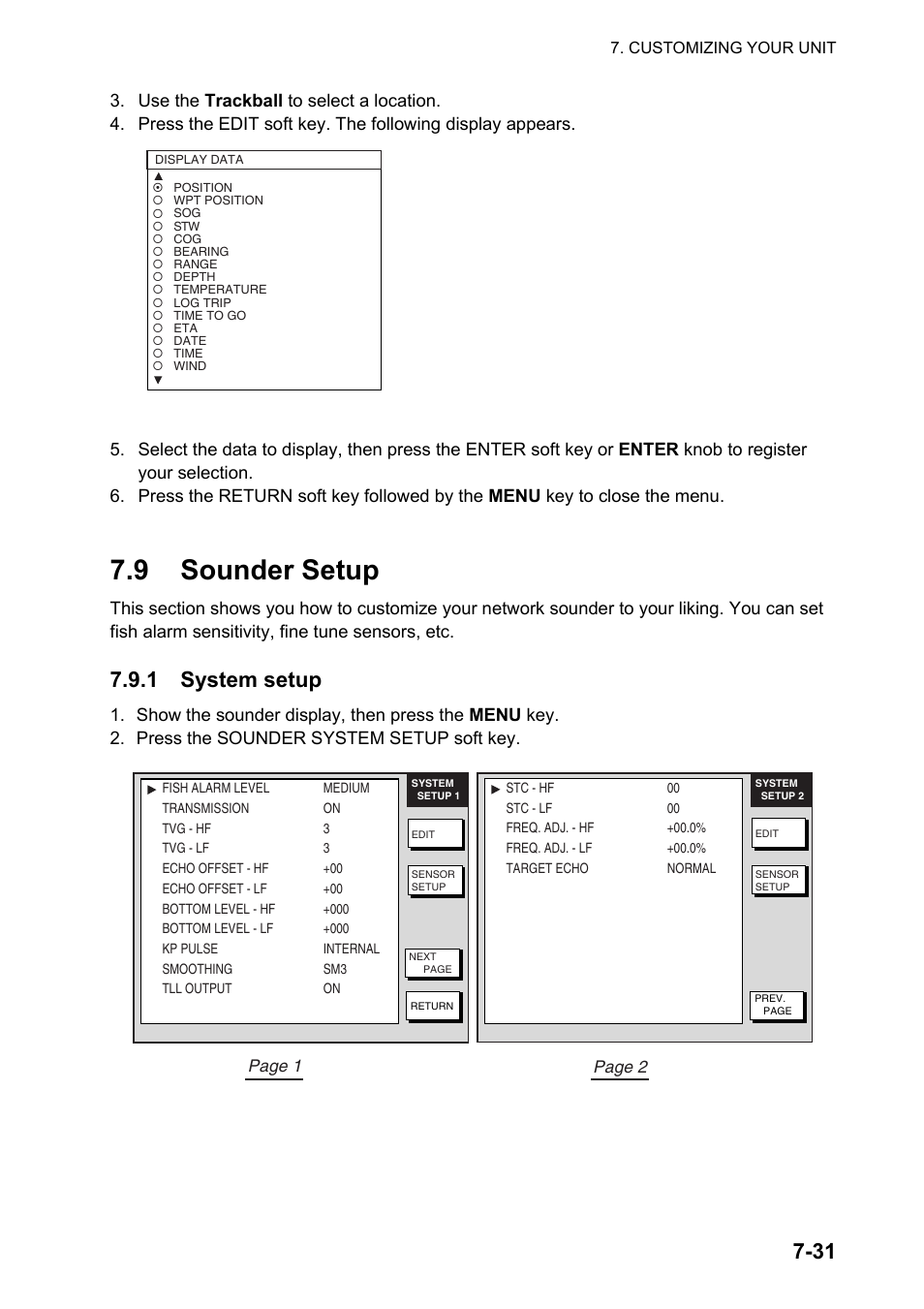 9 sounder setup, 1 system setup | Furuno NATVET 1824C User Manual | Page 192 / 239