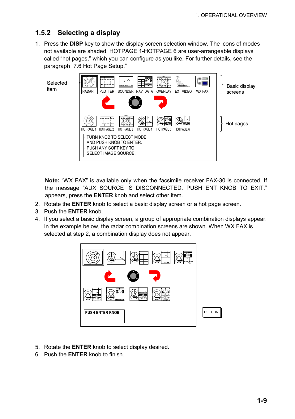 9 1.5.2 selecting a display | Furuno NATVET 1824C User Manual | Page 20 / 239