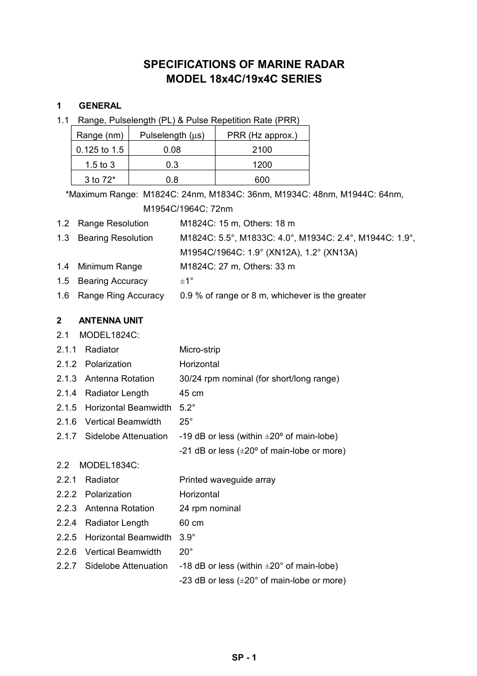 Specifications | Furuno NATVET 1824C User Manual | Page 226 / 239