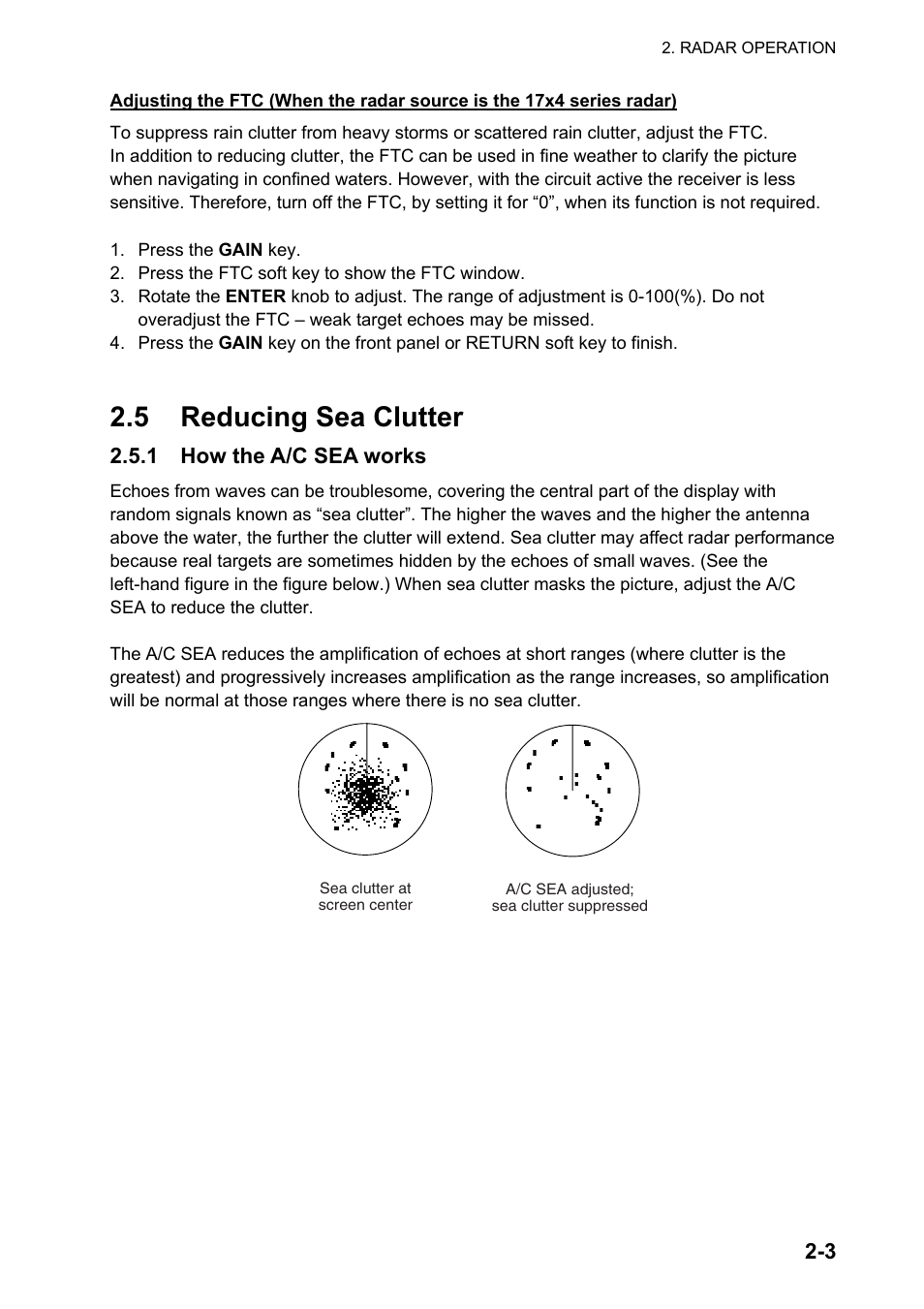 5 reducing sea clutter, 1 how the a/c sea works | Furuno NATVET 1824C User Manual | Page 32 / 239