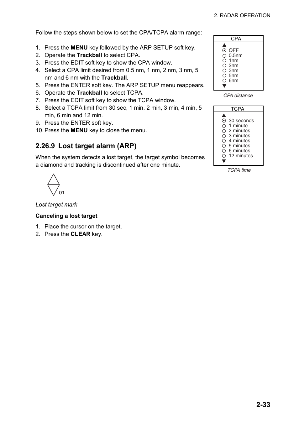 9 lost target alarm (arp) | Furuno NATVET 1824C User Manual | Page 62 / 239