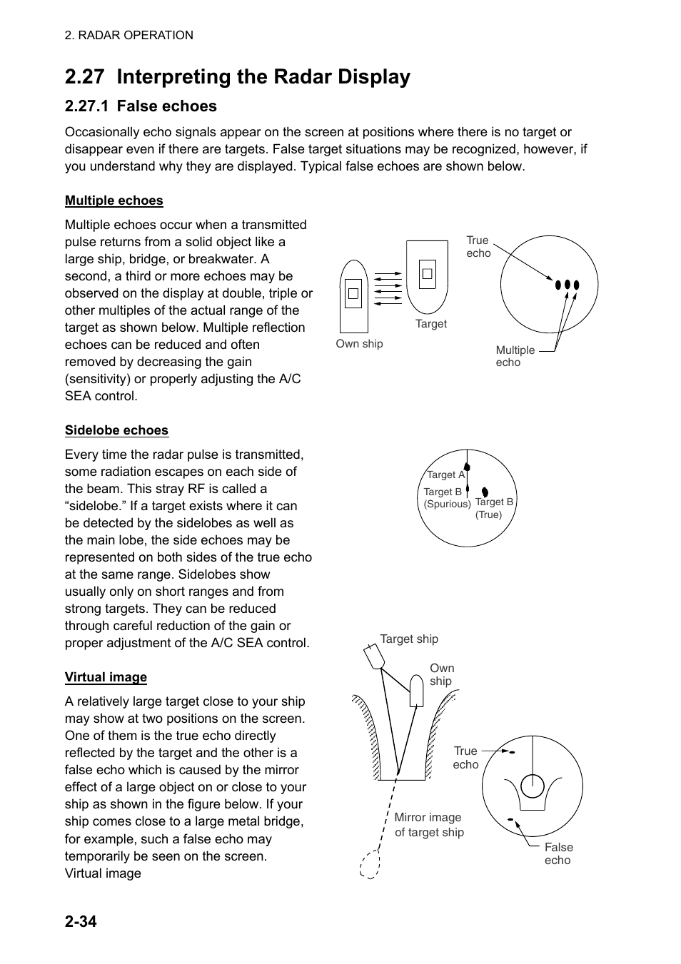 27 interpreting the radar display, 1 false echoes | Furuno NATVET 1824C User Manual | Page 63 / 239