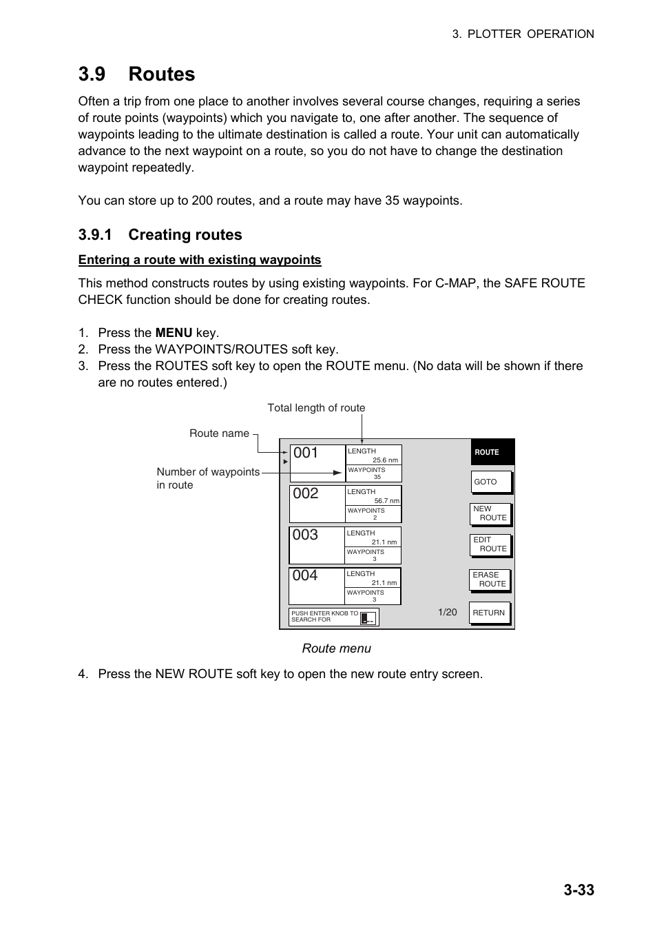 9 routes, 1 creating routes | Furuno NATVET 1824C User Manual | Page 98 / 239