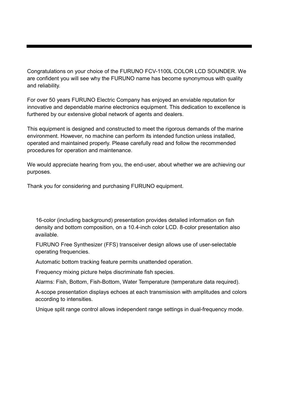 Foreword | Furuno FCV-1100L User Manual | Page 6 / 84