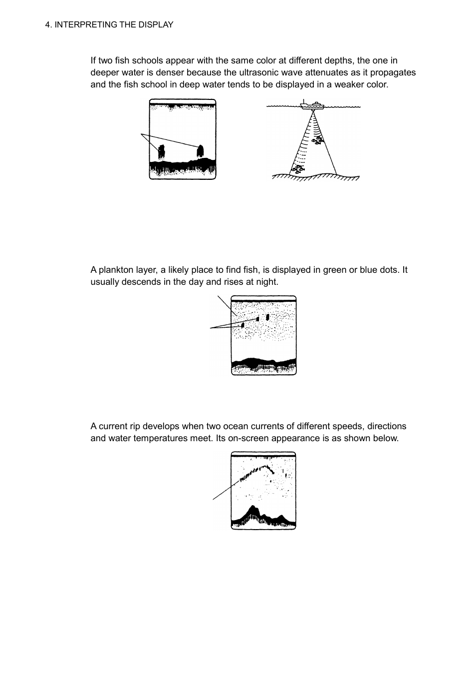 5 other echoes, 1 plankton, 2 current rip | Furuno FCV-1100L User Manual | Page 62 / 84