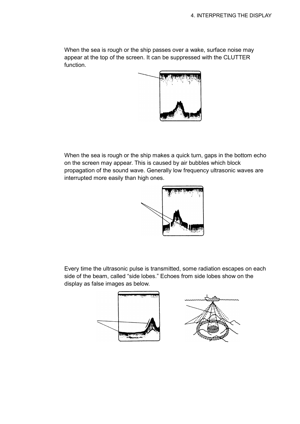 5 4.5.3 surface noise, 4 aerated water, 5 false image | Furuno FCV-1100L User Manual | Page 63 / 84