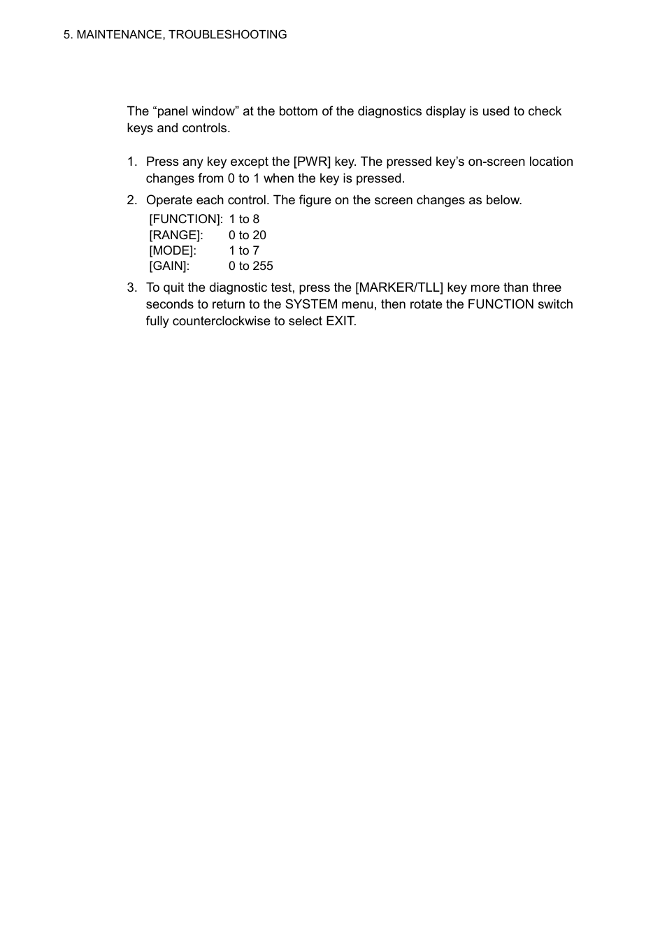 4 5.4.1 panel test | Furuno FCV-1100L User Manual | Page 68 / 84