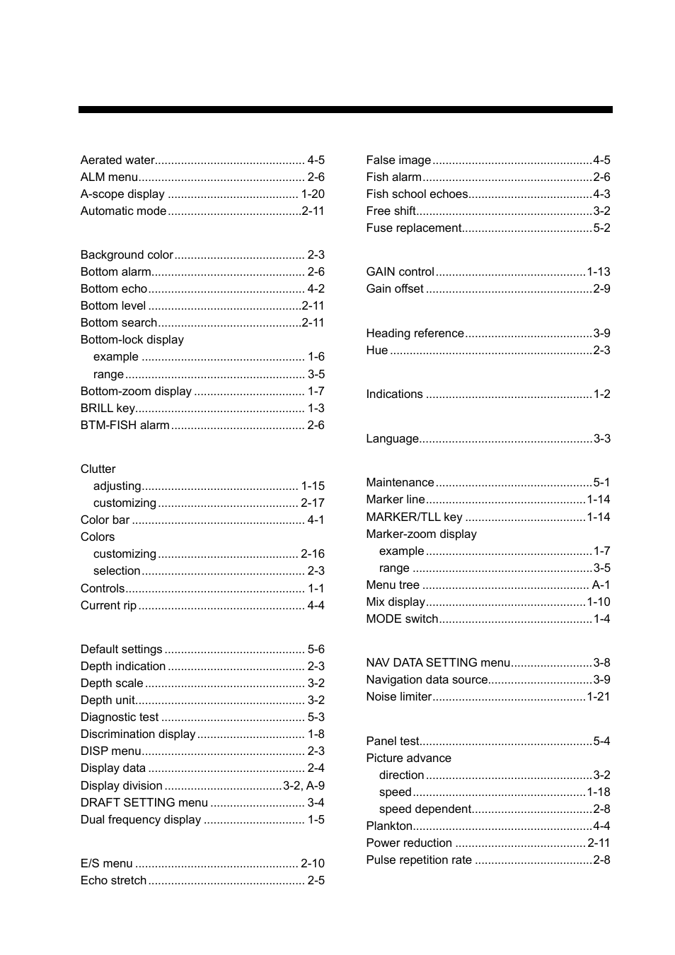 Index, Index-1 | Furuno FCV-1100L User Manual | Page 83 / 84