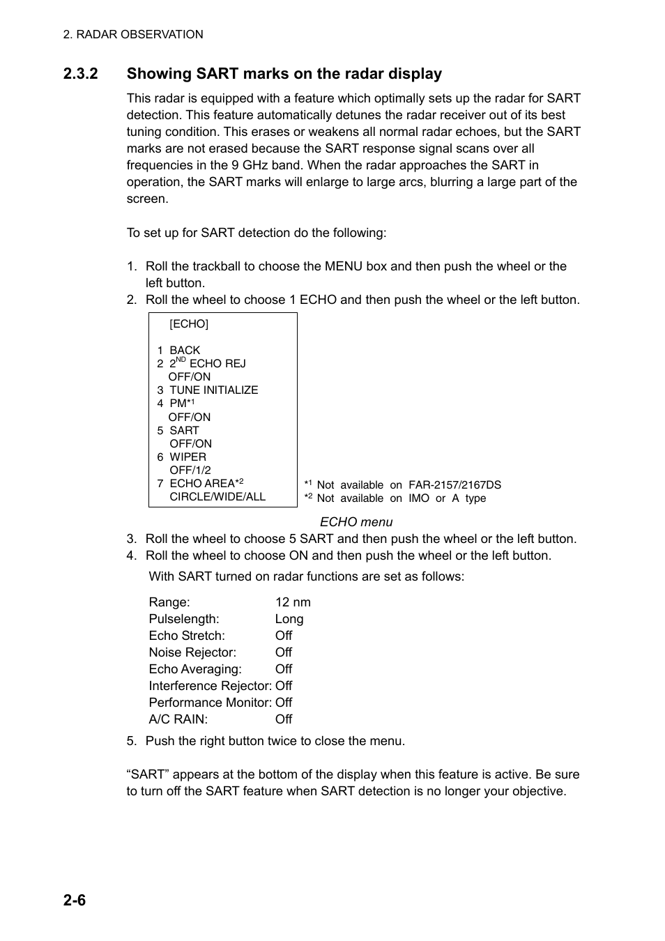 6 2.3.2 showing sart marks on the radar display | Furuno FAR-2107 User Manual | Page 130 / 280