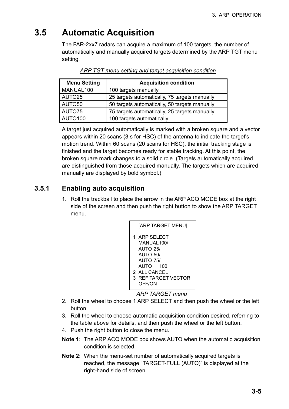 5 automatic acquisition, 1 enabling auto acquisition | Furuno FAR-2107 User Manual | Page 137 / 280