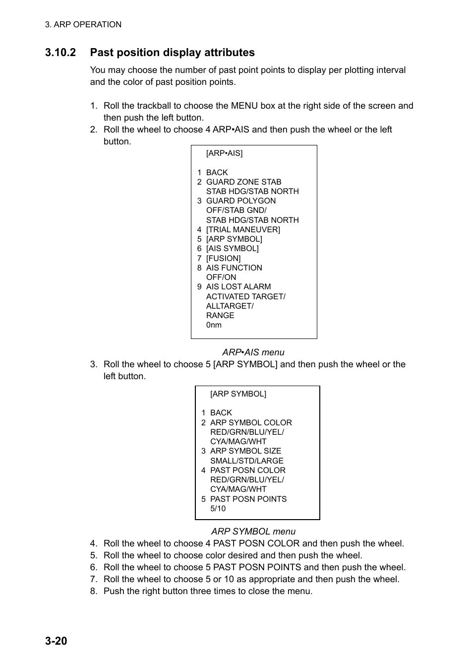 2 past position display attributes | Furuno FAR-2107 User Manual | Page 152 / 280