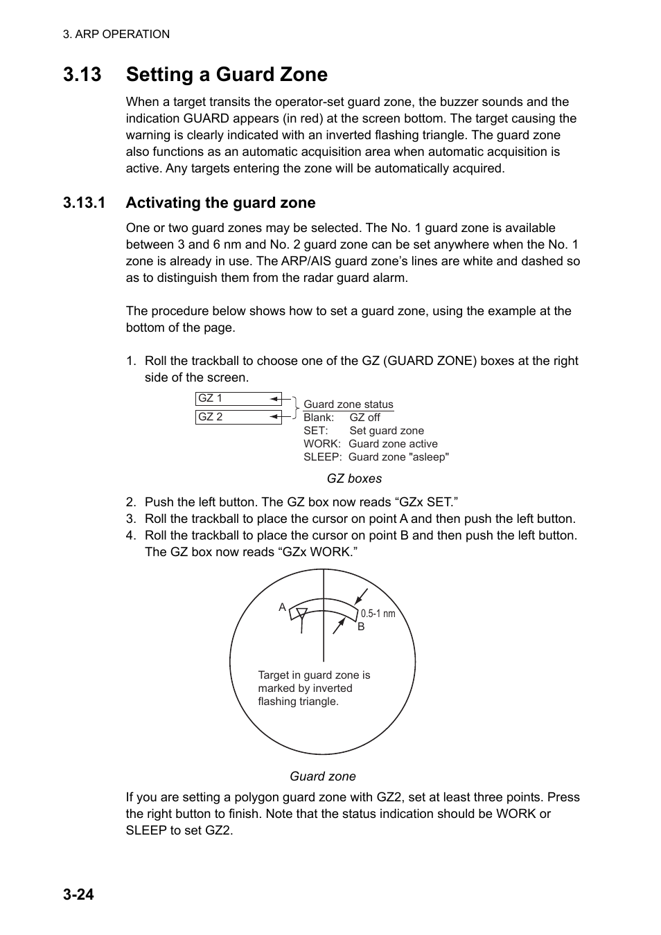 13 setting a guard zone, 1 activating the guard zone | Furuno FAR-2107 User Manual | Page 156 / 280
