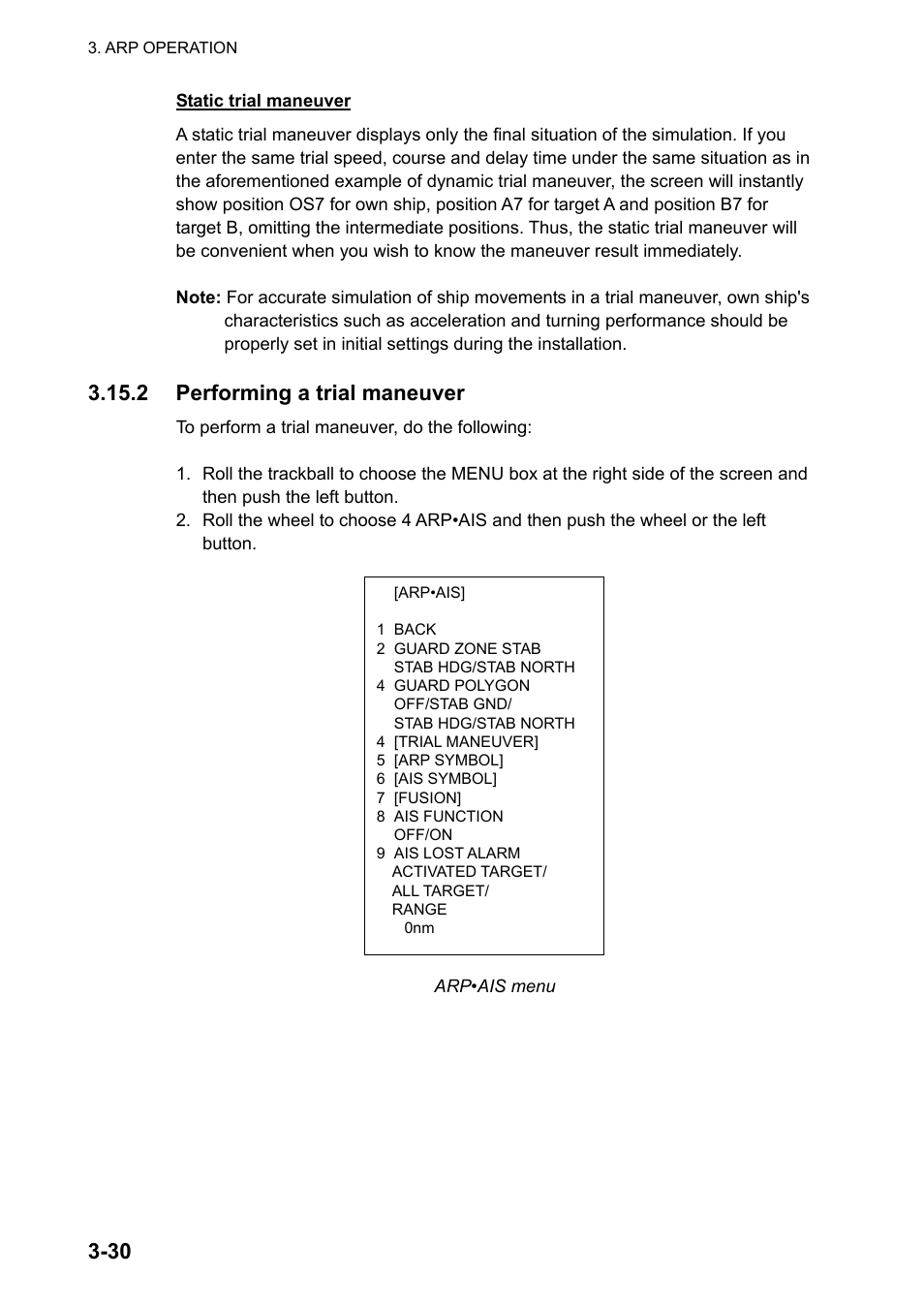 2 performing a trial maneuver | Furuno FAR-2107 User Manual | Page 162 / 280