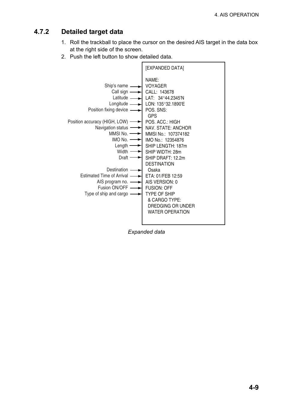 9 4.7.2 detailed target data | Furuno FAR-2107 User Manual | Page 179 / 280