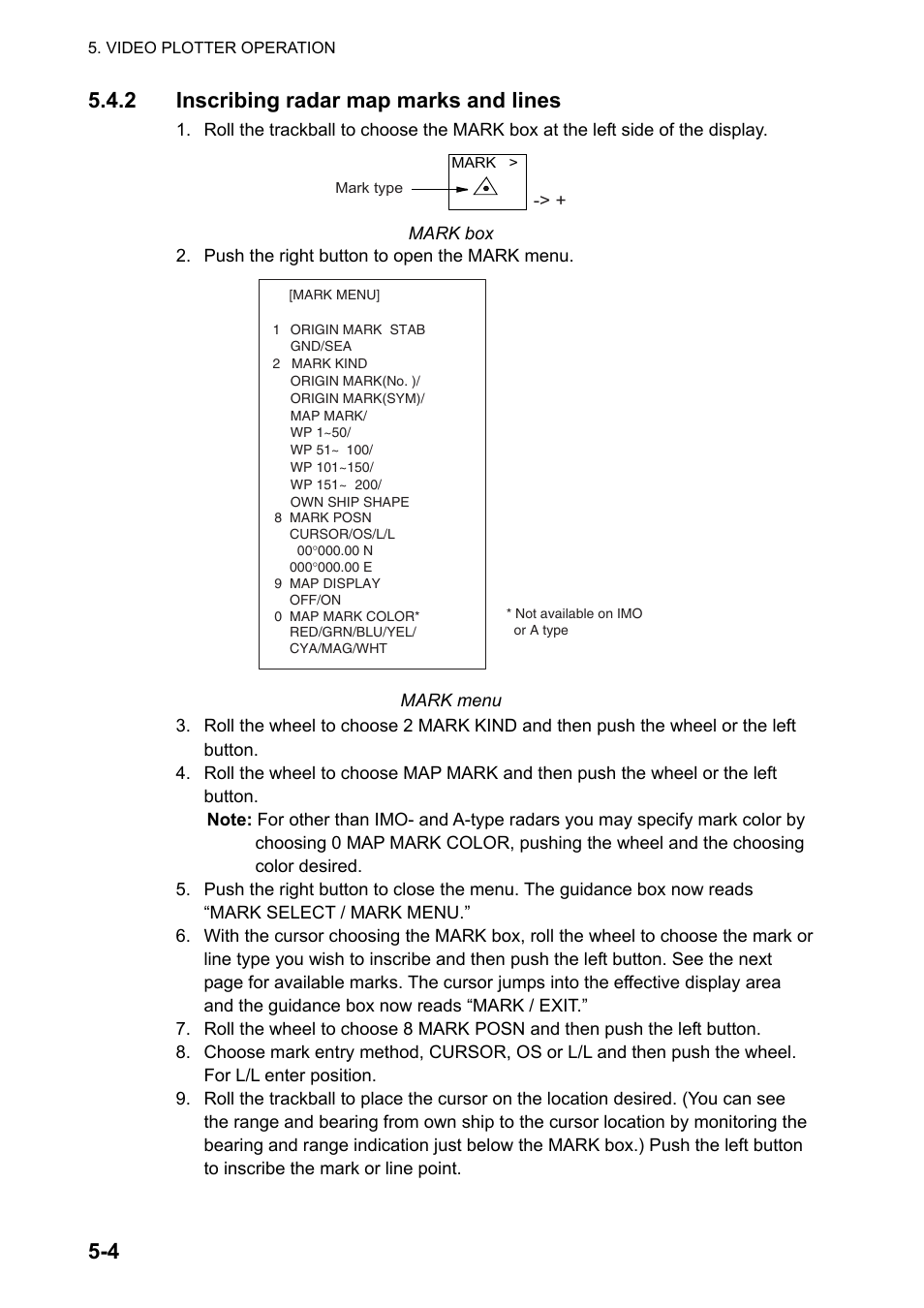 4 5.4.2 inscribing radar map marks and lines | Furuno FAR-2107 User Manual | Page 198 / 280