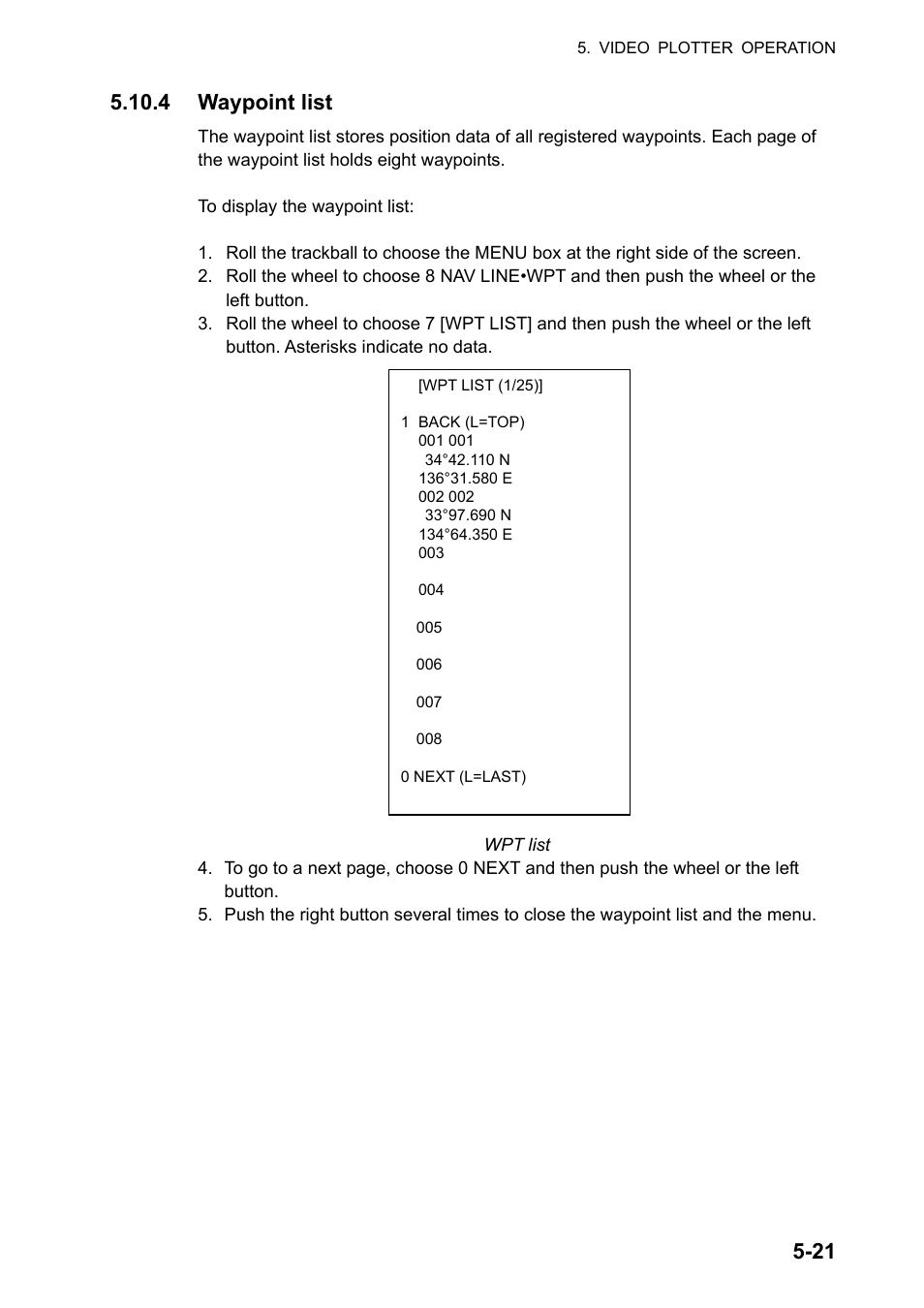 4 waypoint list | Furuno FAR-2107 User Manual | Page 215 / 280