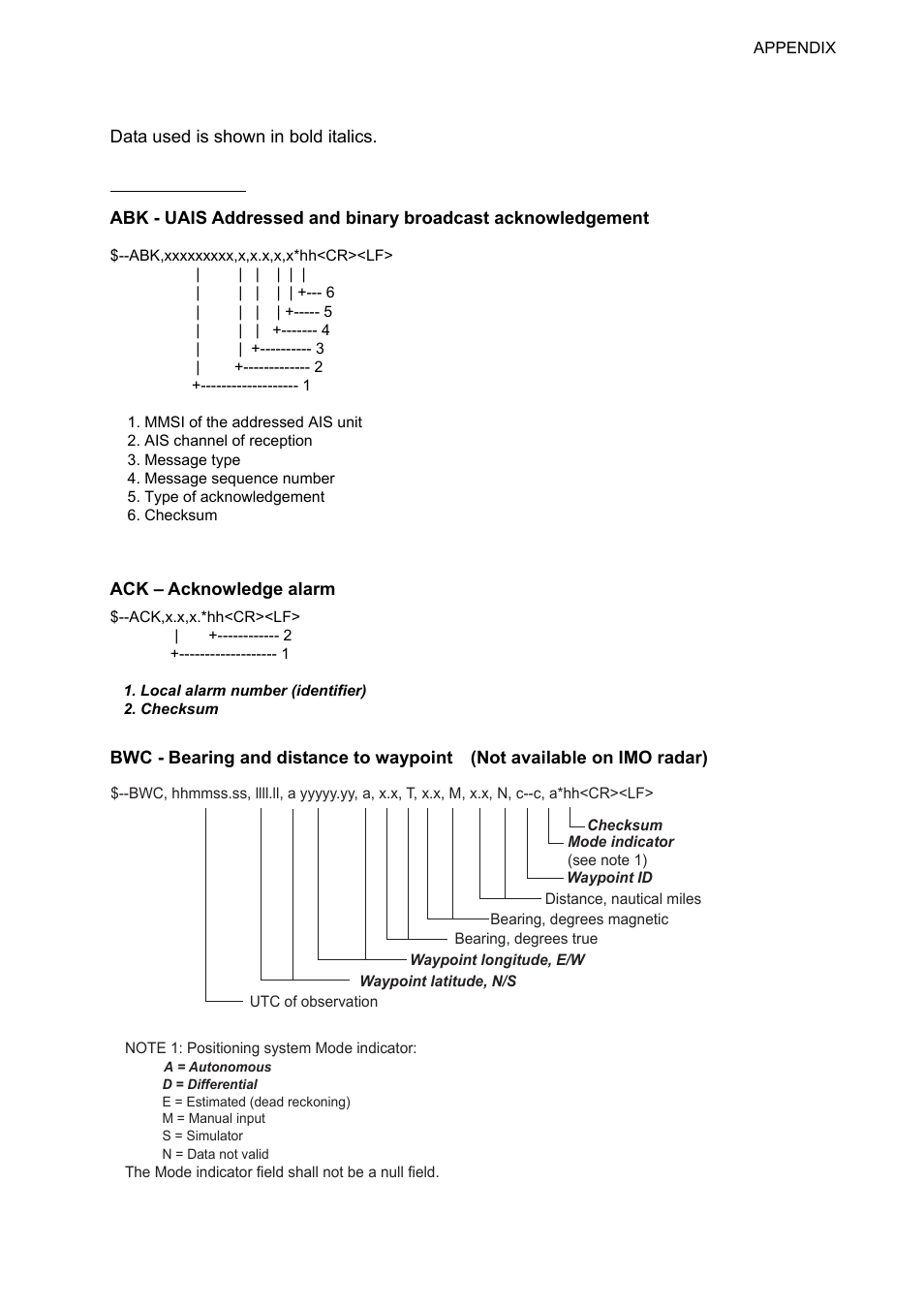 Ap-9 data sentences | Furuno FAR-2107 User Manual | Page 253 / 280