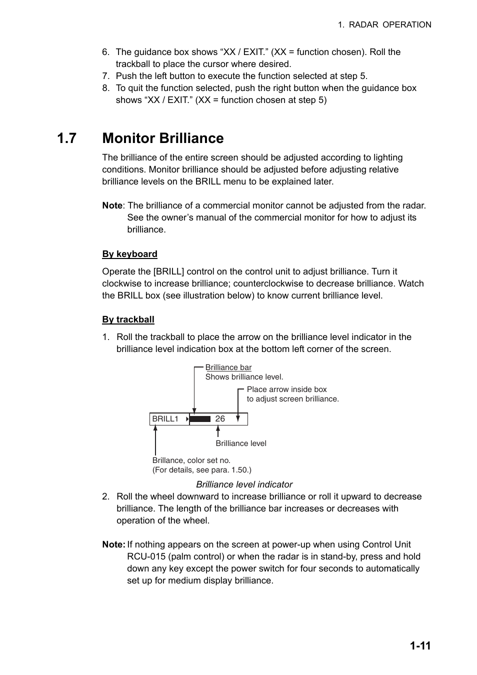 7 monitor brilliance | Furuno FAR-2107 User Manual | Page 37 / 280