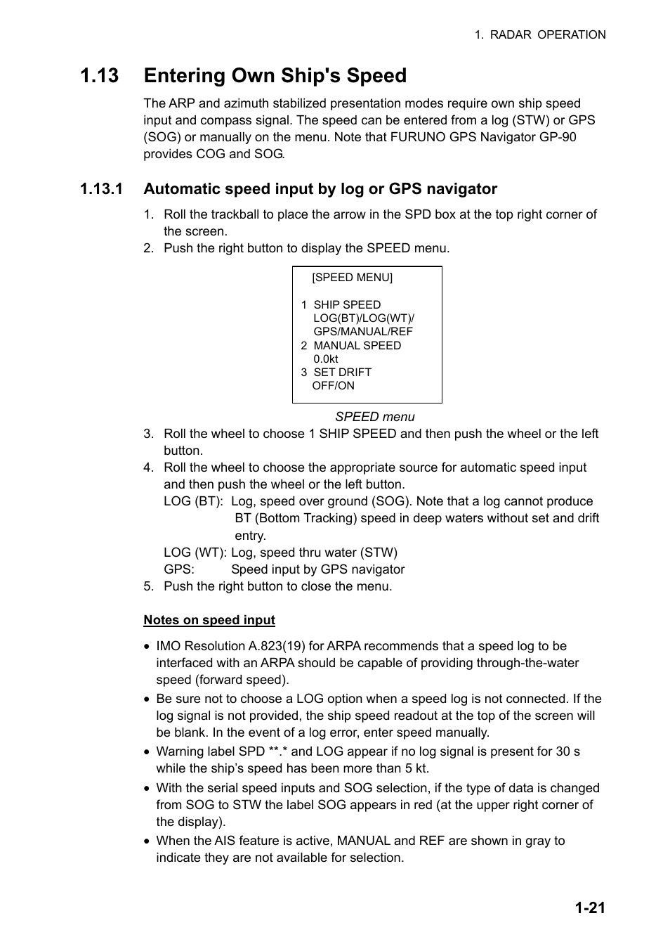 13 entering own ship's speed | Furuno FAR-2107 User Manual | Page 47 / 280