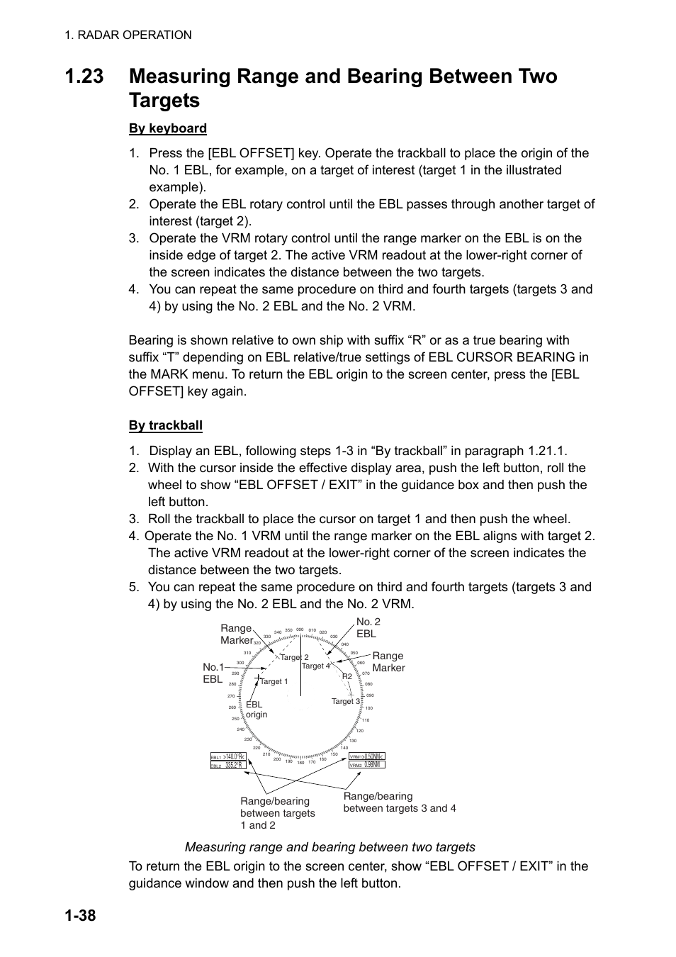 23 measuring range and bearing between two targets, Radar operation | Furuno FAR-2107 User Manual | Page 64 / 280