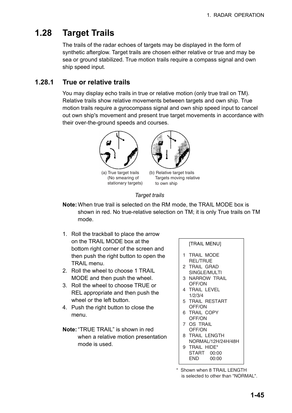 28 target trails, 1 true or relative trails | Furuno FAR-2107 User Manual | Page 71 / 280