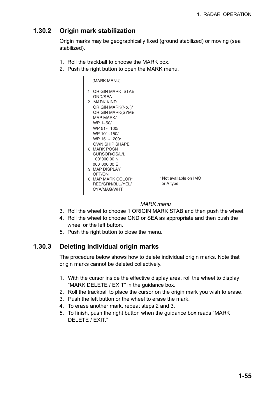 3 deleting individual origin marks | Furuno FAR-2107 User Manual | Page 81 / 280