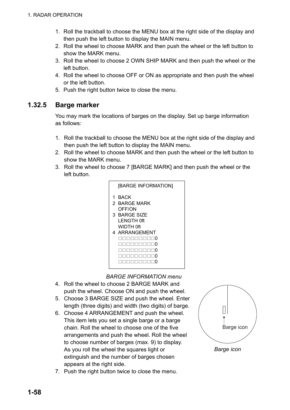5 barge marker | Furuno FAR-2107 User Manual | Page 84 / 280