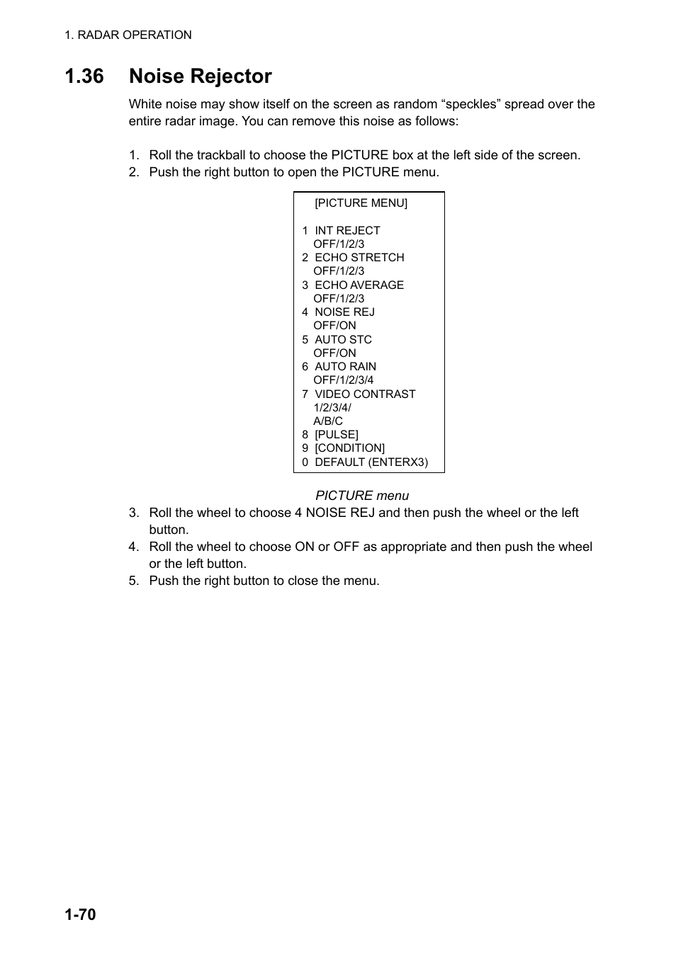 36 noise rejector | Furuno FAR-2107 User Manual | Page 96 / 280