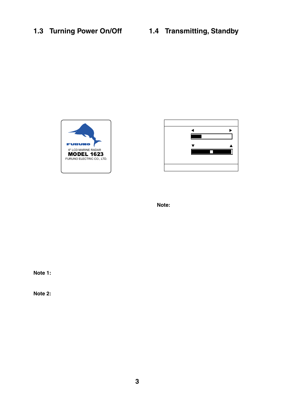 3 turning power on/off, 4 transmitting, standby | Furuno 1623 User Manual | Page 10 / 47