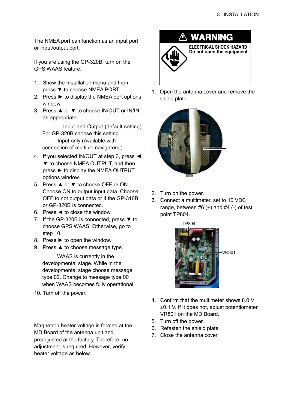 5 magnetron heater voltage, Warning | Furuno 1623 User Manual | Page 36 / 47