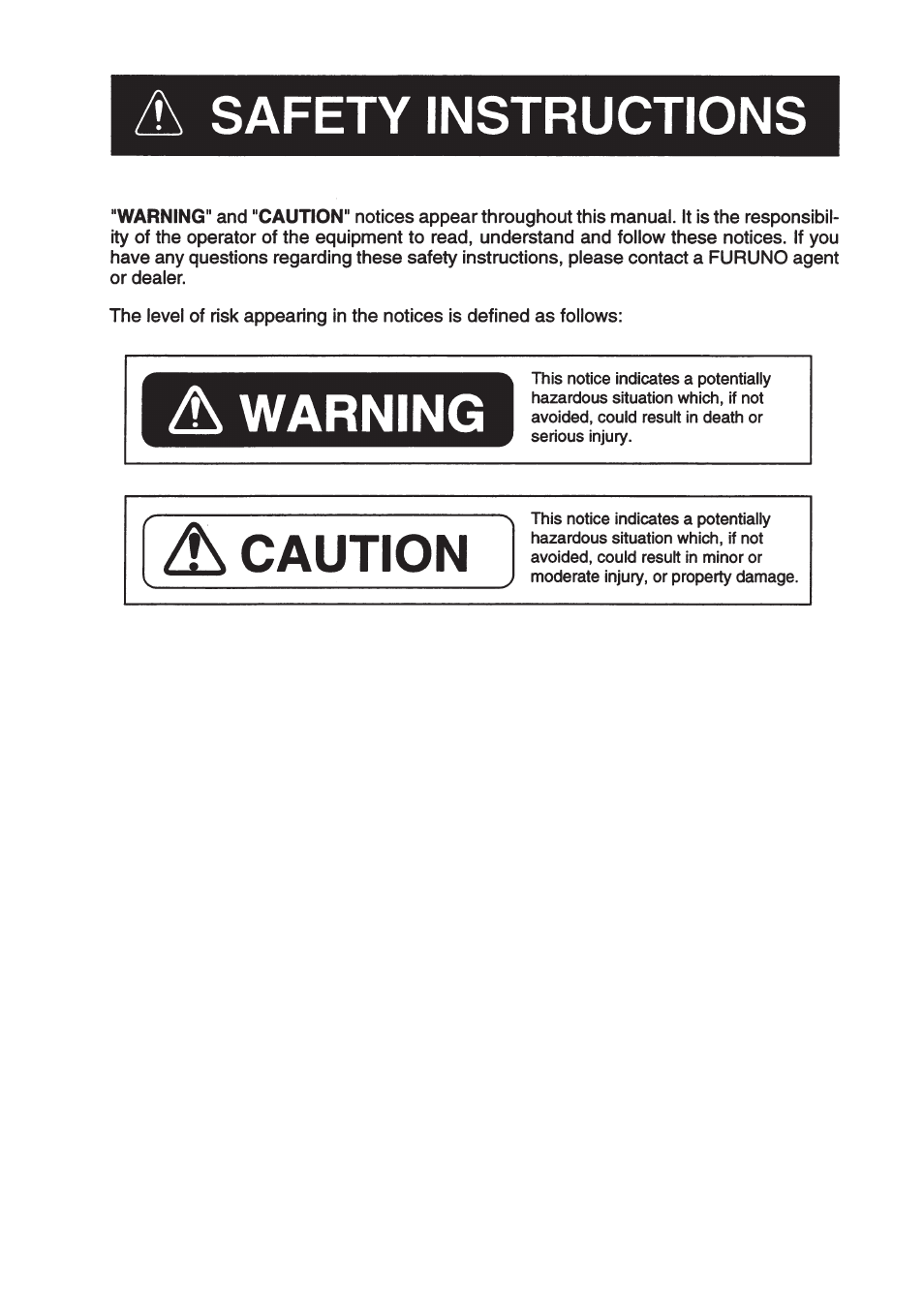 Safety instructions | Furuno DP-6 User Manual | Page 3 / 93