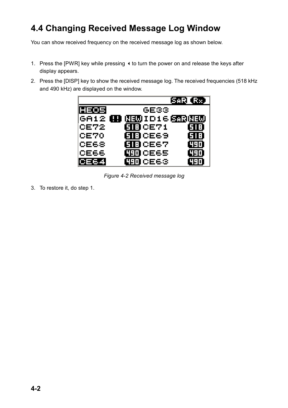 4 changing received message log window | Furuno NX-300 User Manual | Page 42 / 65