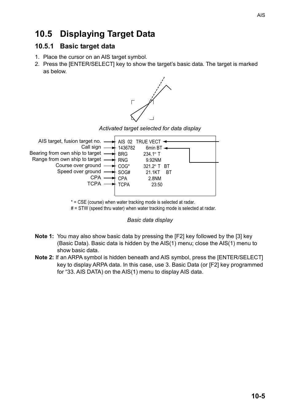 5 displaying target data, 1 basic target data | Furuno RP180 User Manual | Page 68 / 100