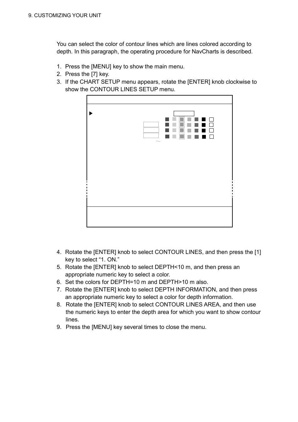 6 9.1.3 contour lines setup menu | Furuno GP-3500F User Manual | Page 120 / 246