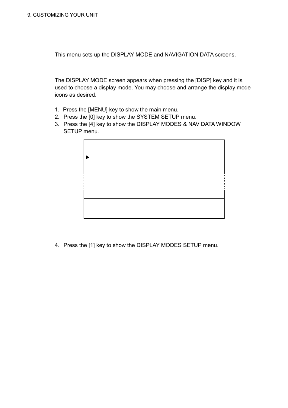 6 display modes & nav data window setup menu | Furuno GP-3500F User Manual | Page 140 / 246