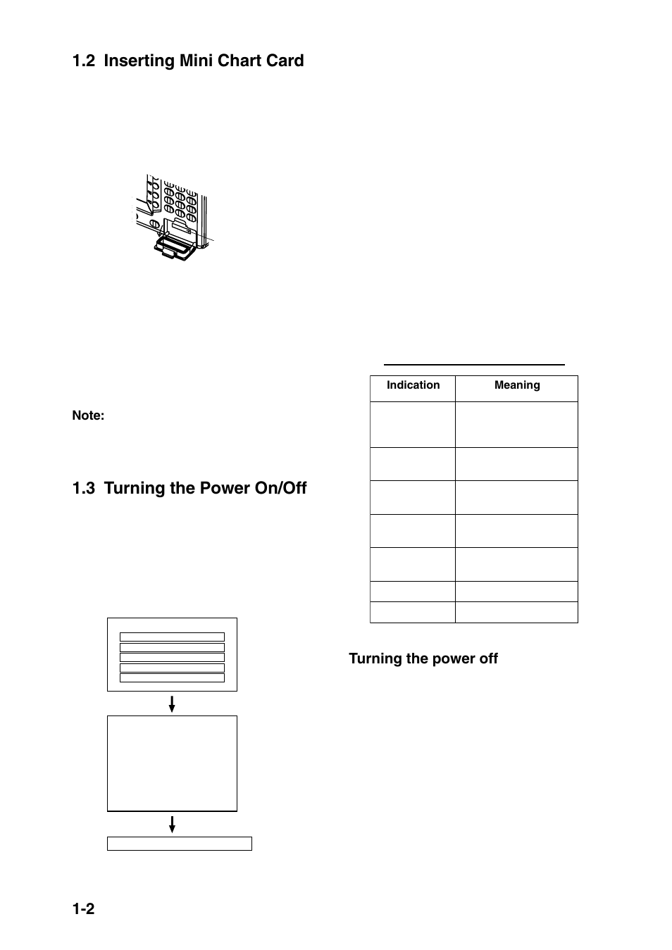 2 inserting mini chart card, 3 turning the power on/off, Turning the power off | Furuno GP-1650F User Manual | Page 10 / 109