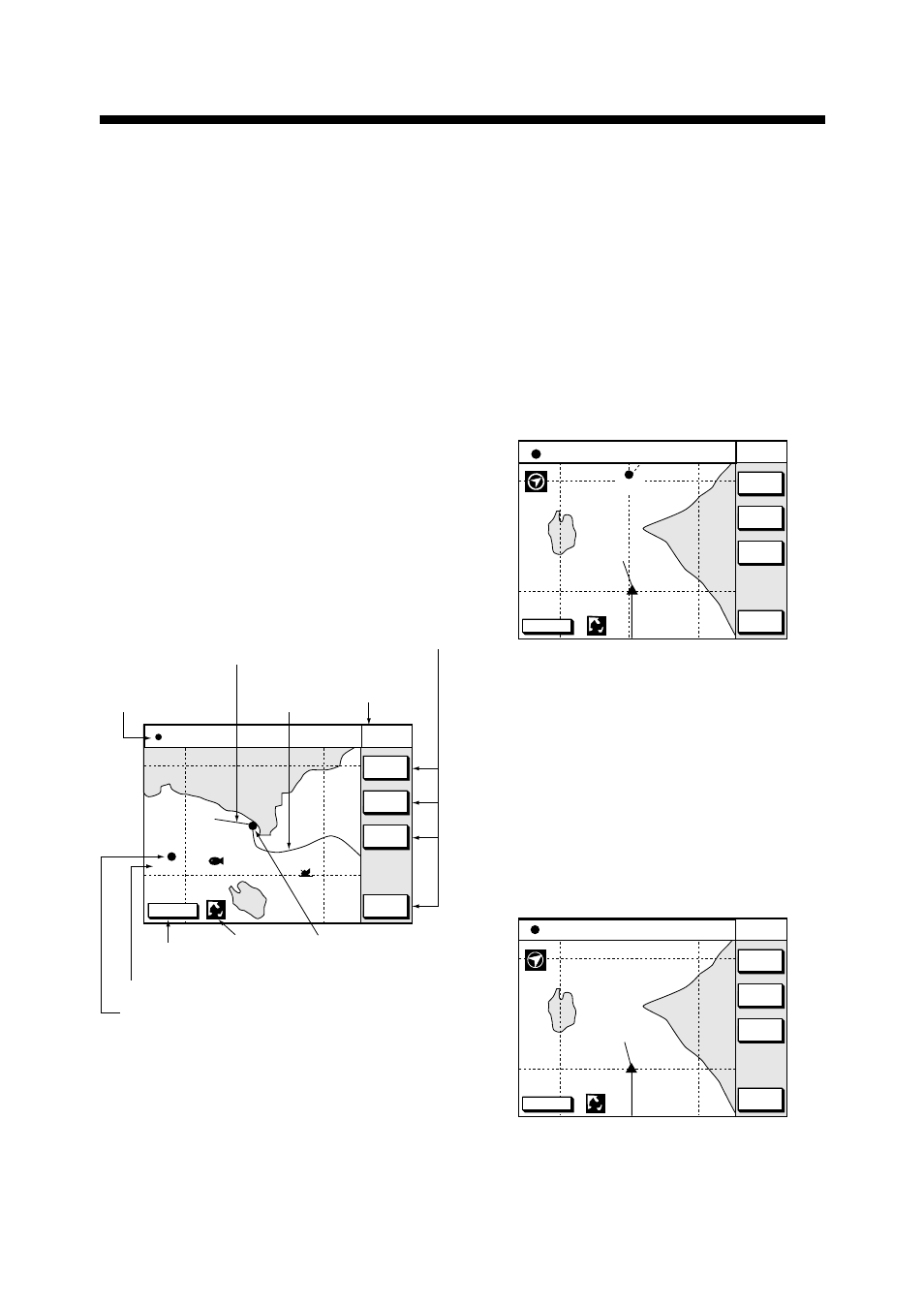 Plotter displays, 1 presentation modes, North-up | Course-up, Auto course-up, Figure 3-1 plotter display, north-up mode, Figure 3-2 plotter display, course-up mode, Figure 3-3 auto course-up mode | Furuno GP-1650F User Manual | Page 27 / 109