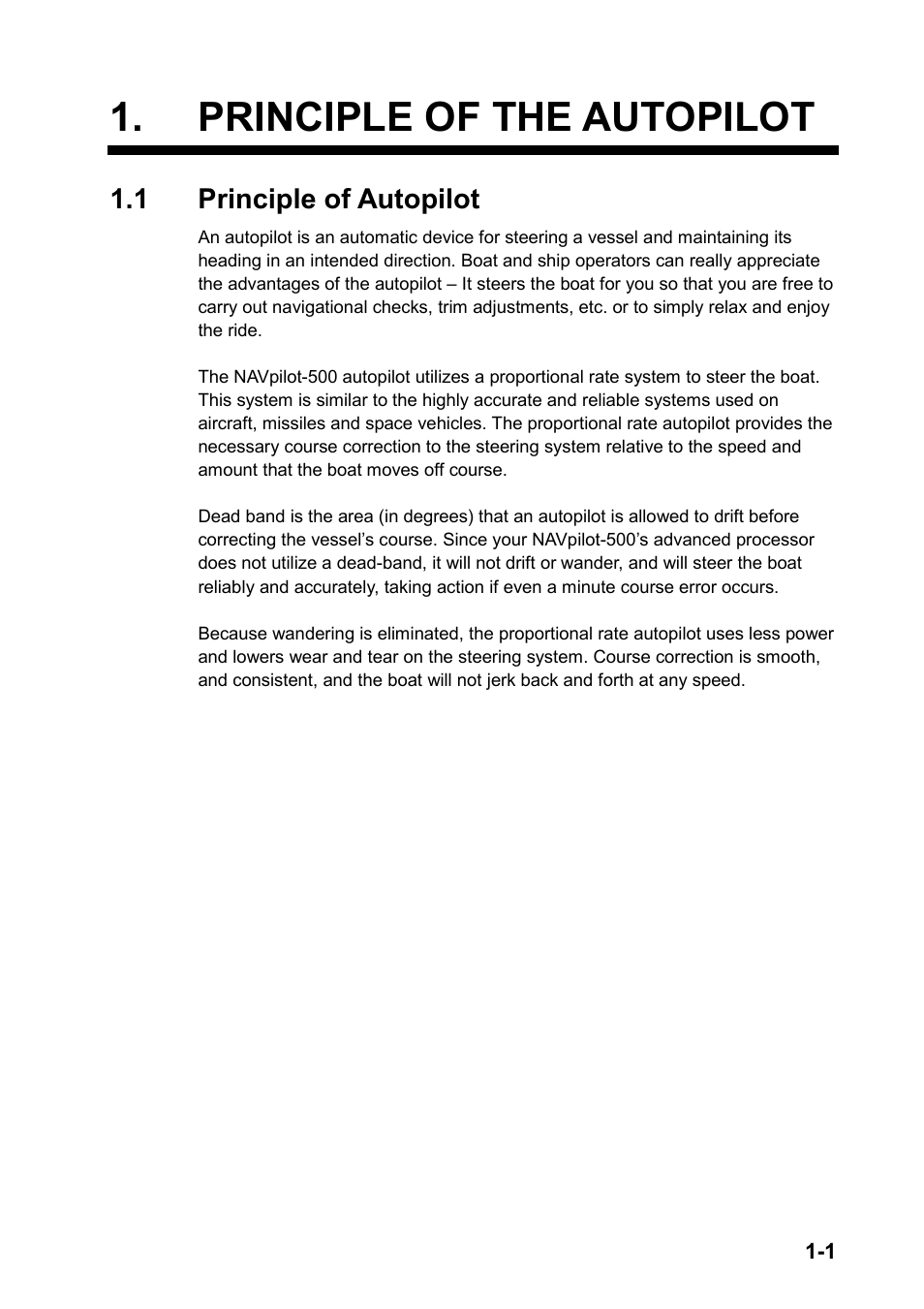 Principle of the autopilot, 1 principle of autopilot | Furuno AUTOPILOT NAVPILOT-500 User Manual | Page 9 / 73