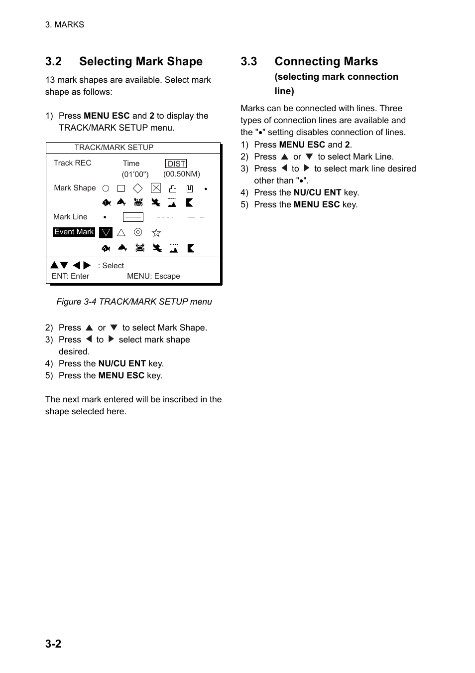 2 selecting mark shape, 3 connecting marks | Furuno GPS NAVIGATOR GP-150 User Manual | Page 22 / 103