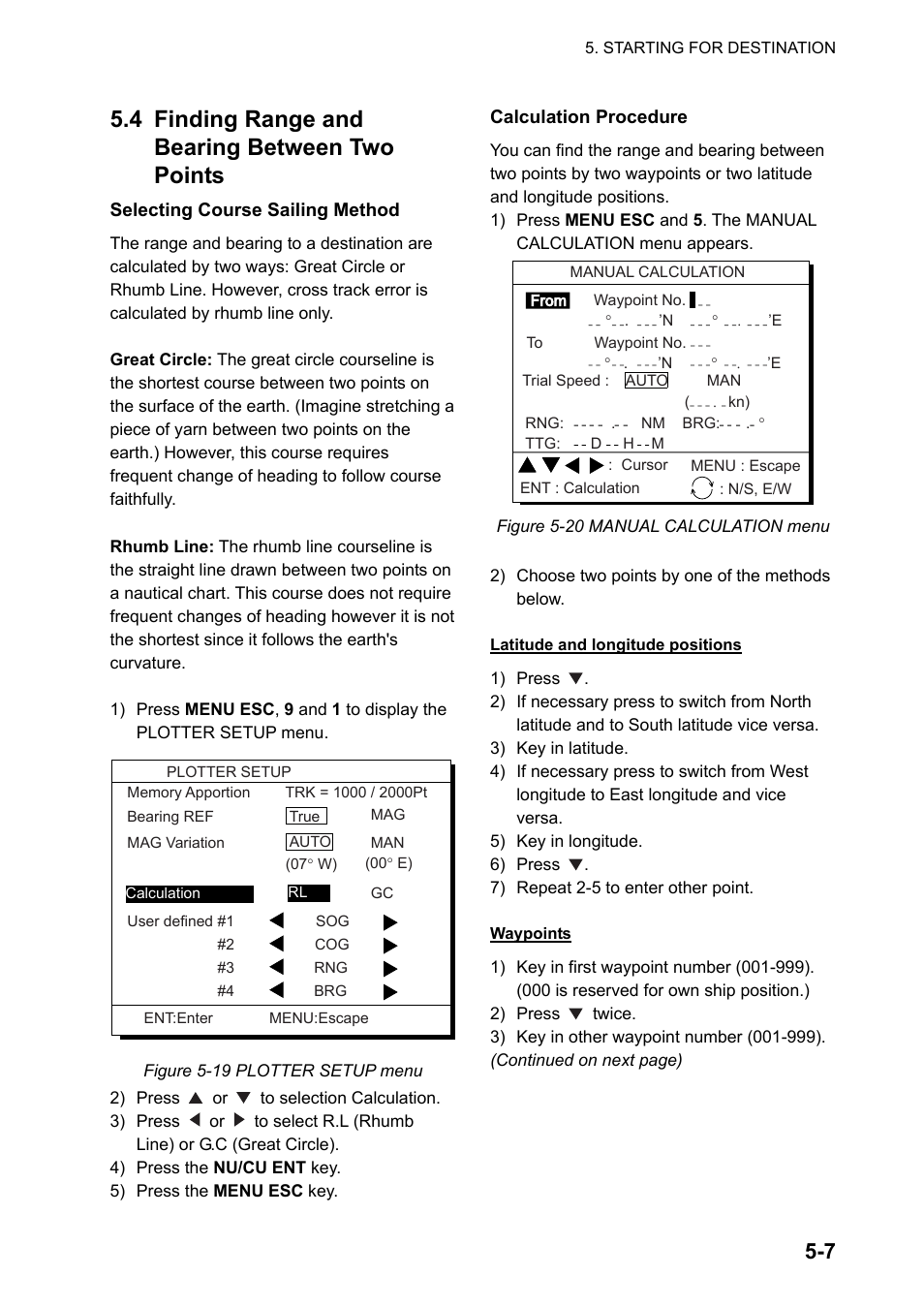 4 finding range and bearing between two points | Furuno GPS NAVIGATOR GP-150 User Manual | Page 39 / 103
