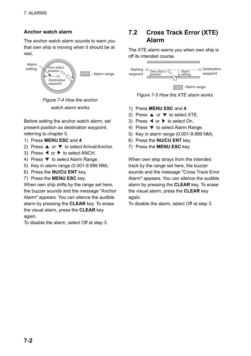 2 cross track error (xte) alarm | Furuno GPS NAVIGATOR GP-150 User Manual | Page 46 / 103