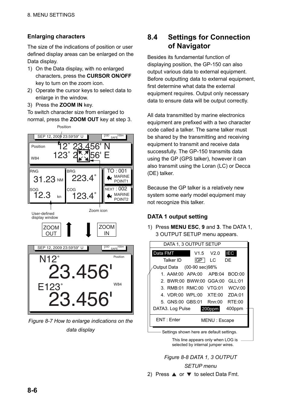 4 settings for connection or navigator, E123, 4 settings for connection of navigator | Furuno GPS NAVIGATOR GP-150 User Manual | Page 54 / 103