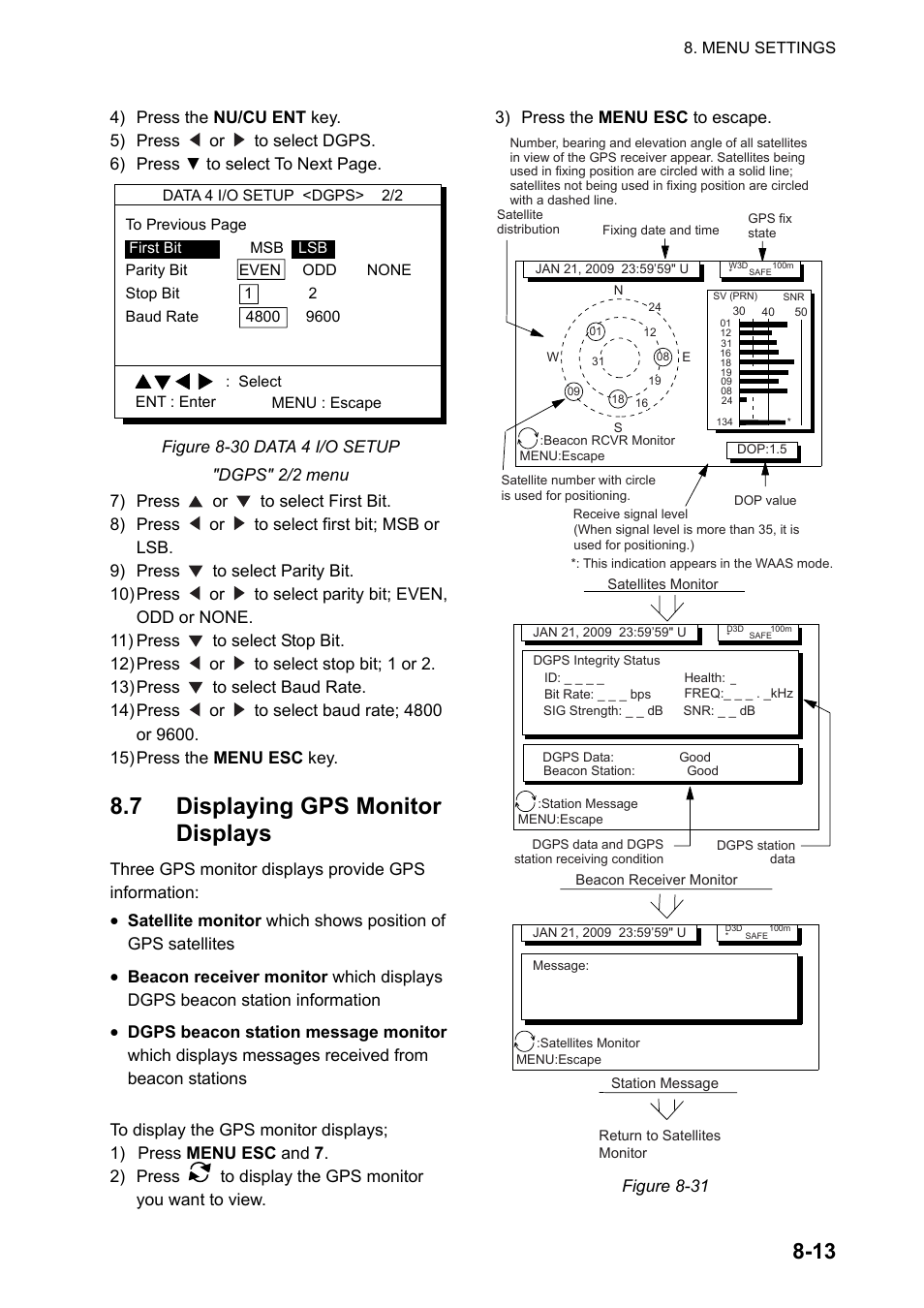 7 displaying gps monitor displays | Furuno GPS NAVIGATOR GP-150 User Manual | Page 61 / 103