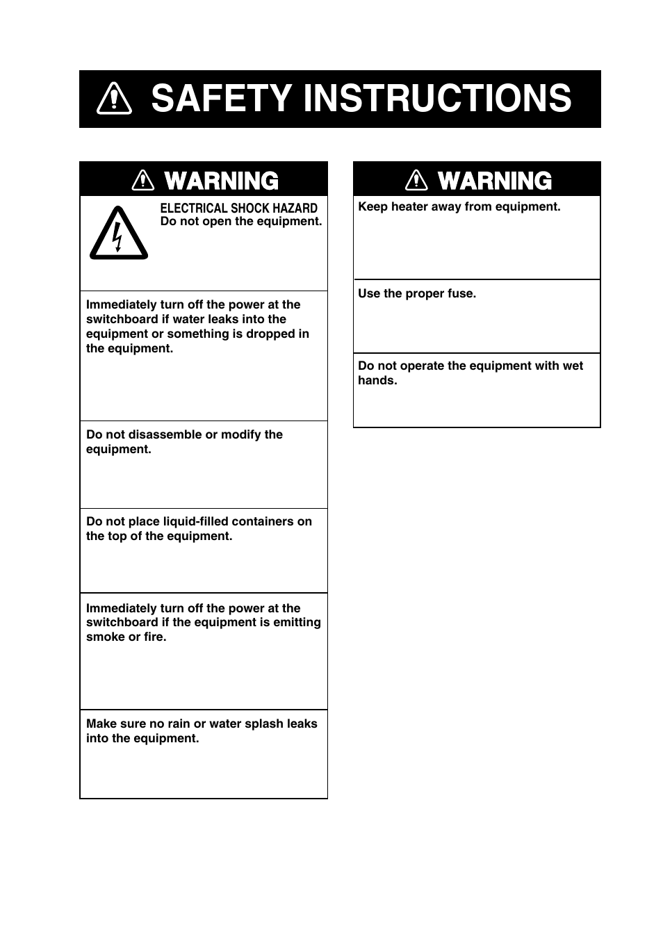 Safety instructions, Warning | Furuno CI-68 User Manual | Page 3 / 72